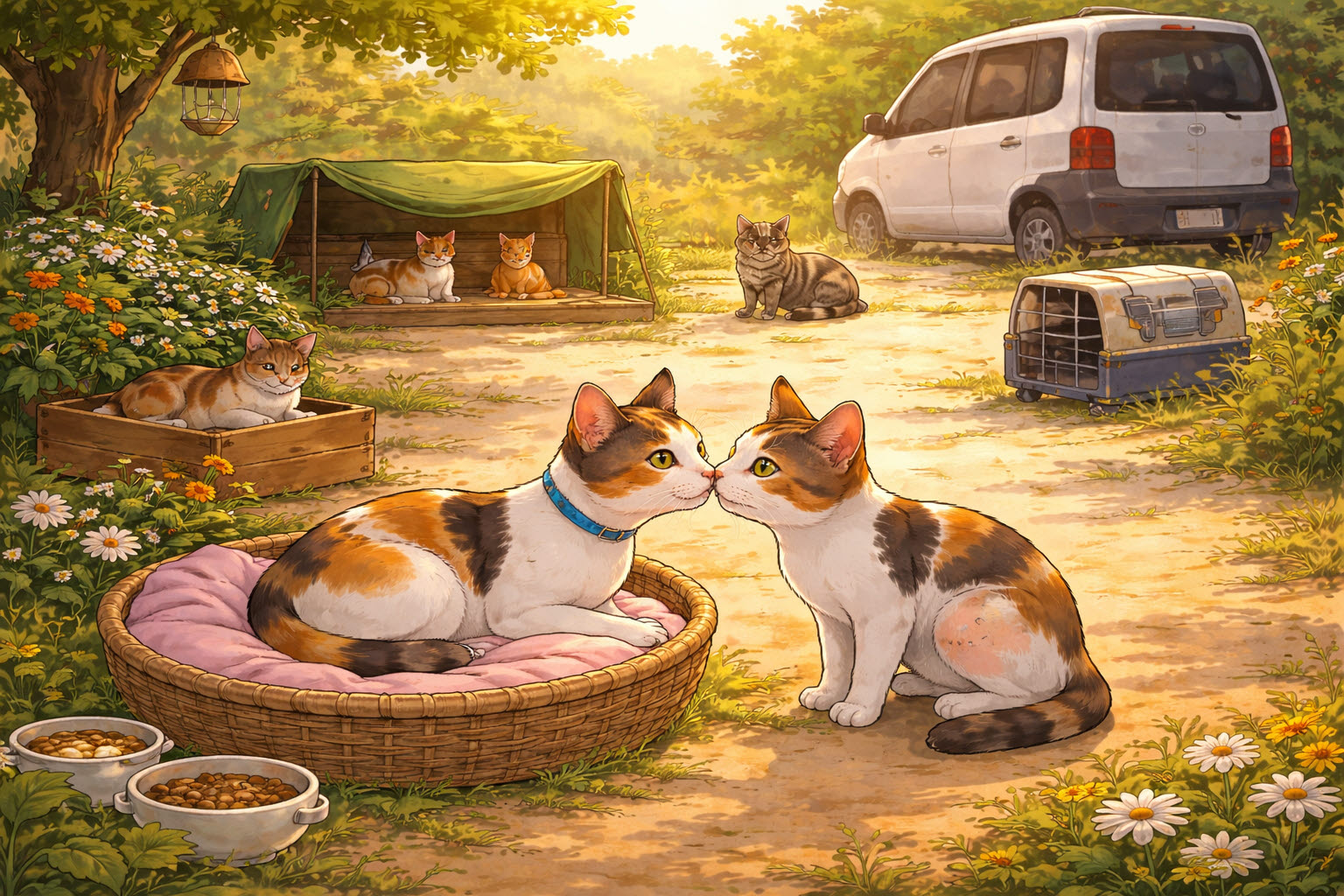 평화로운 고양이들 이미지